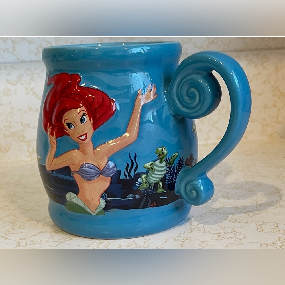 Disney Parks Little Mermaid Ariel Undersea Adventure 3D Ceramic Coffee Mug Rare